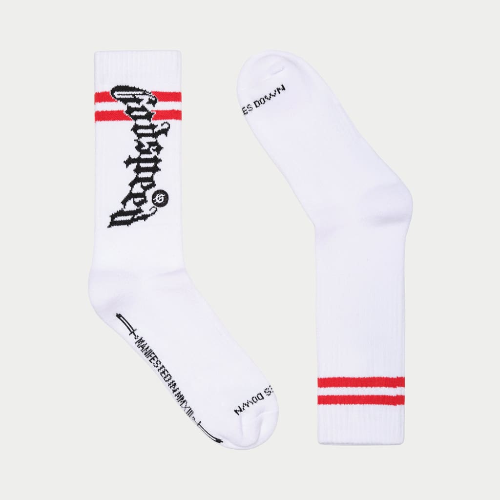 OG LOGO STRIPE SOCK - WHITE RED - SOCKS