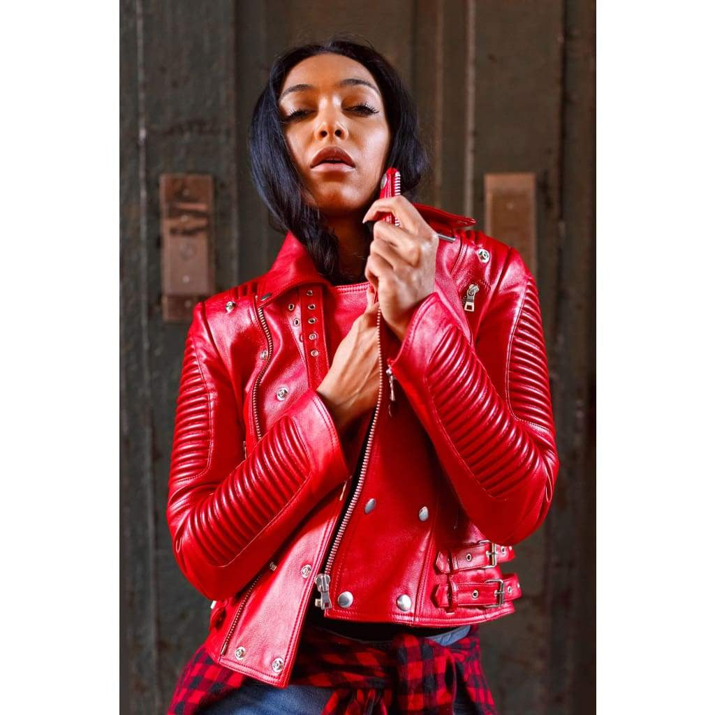 Women Moto Jacket ( Marinara Red )